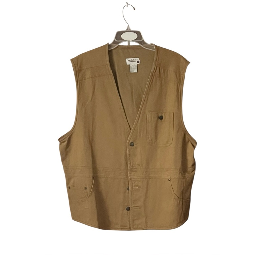 Vintage Button front Canvas Vest by Color Collection. Size XL.